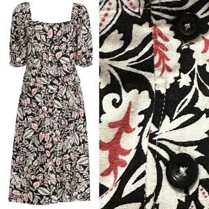 BCBGMAXAZRIA
Floral Print Midi Dress size 4  black coral